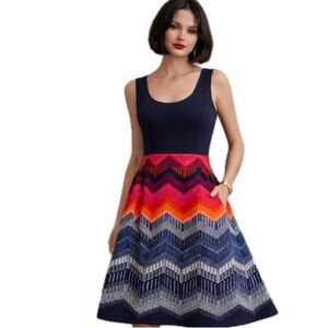 Tabitha, Anthropologie Chevron Dress Missoni Inspired Colorful,  Size 4